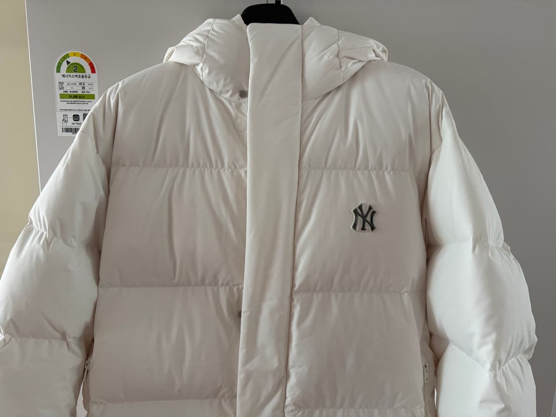 MLB 베이직 메가로고 후드 롱패딩 화이트 라지 상품이미지3