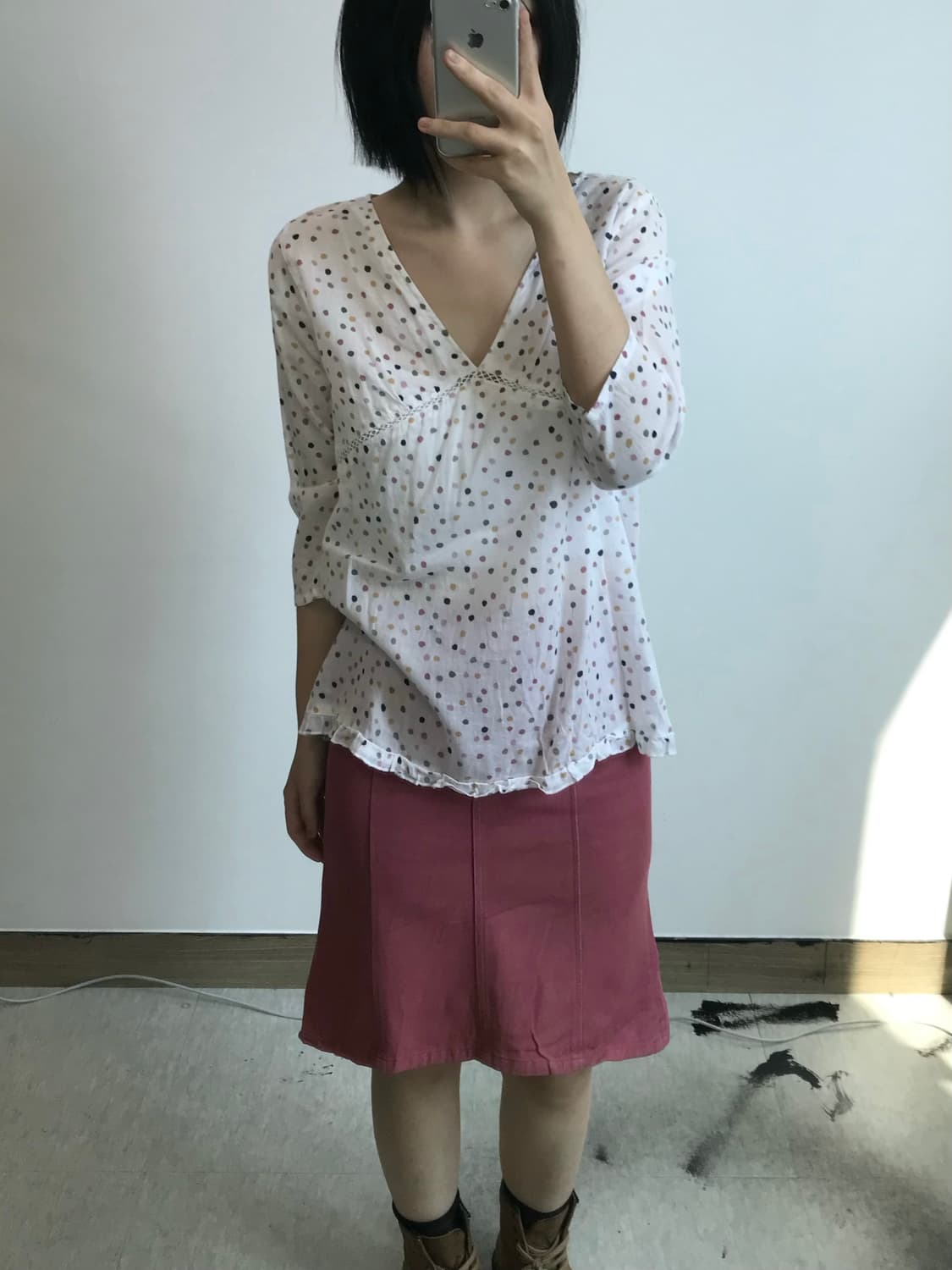 빈티지 도트 블라우스 상품이미지1