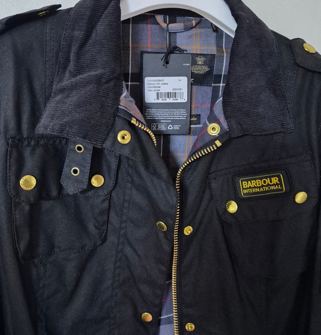 바버 인터네셔널 왁스 자켓 블랙(UK14) 상품이미지7
