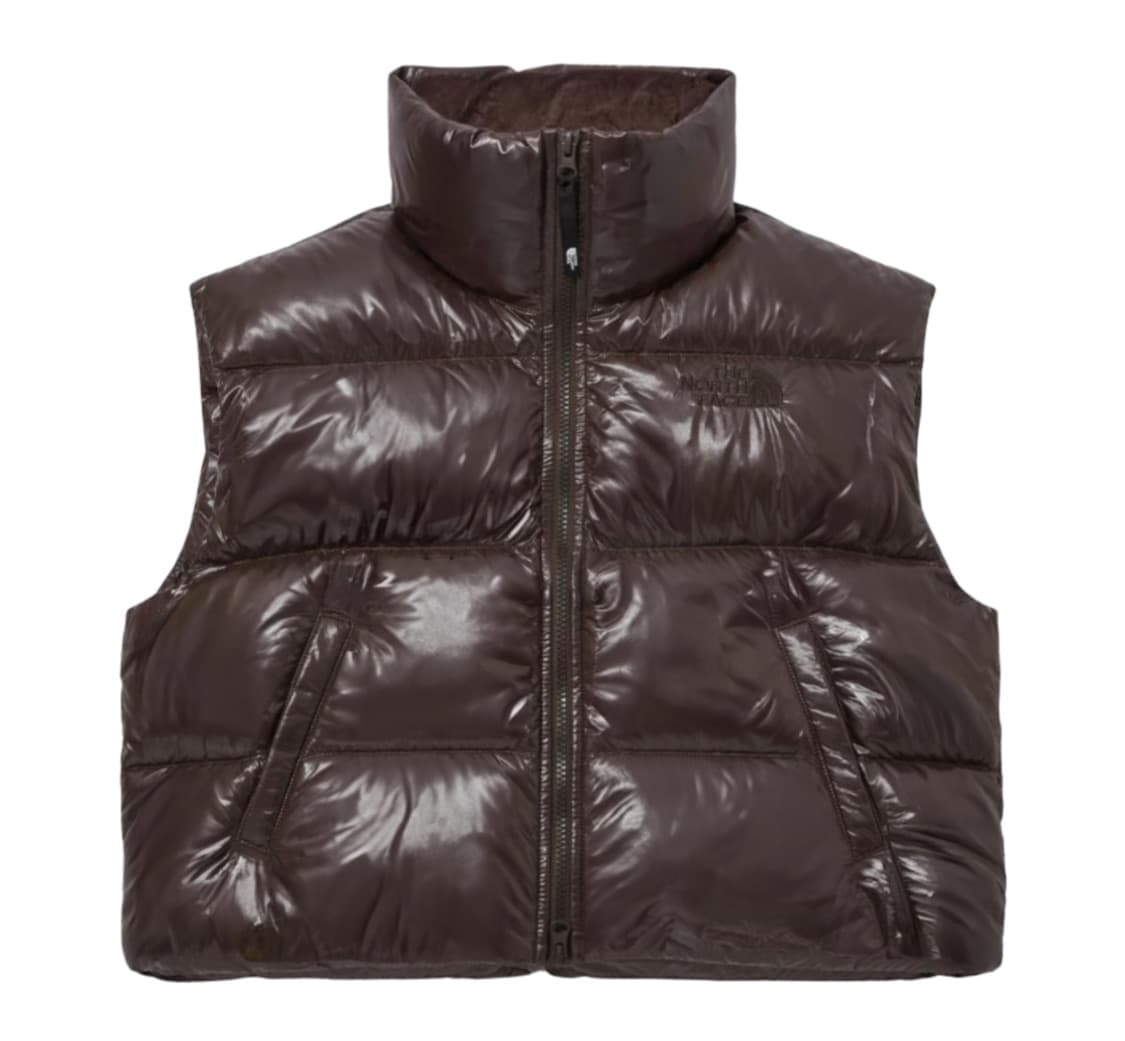 노스페이스 화이트 라벨 글로시 다운 베스트 패딩 조끼 브라운 상품이미지1