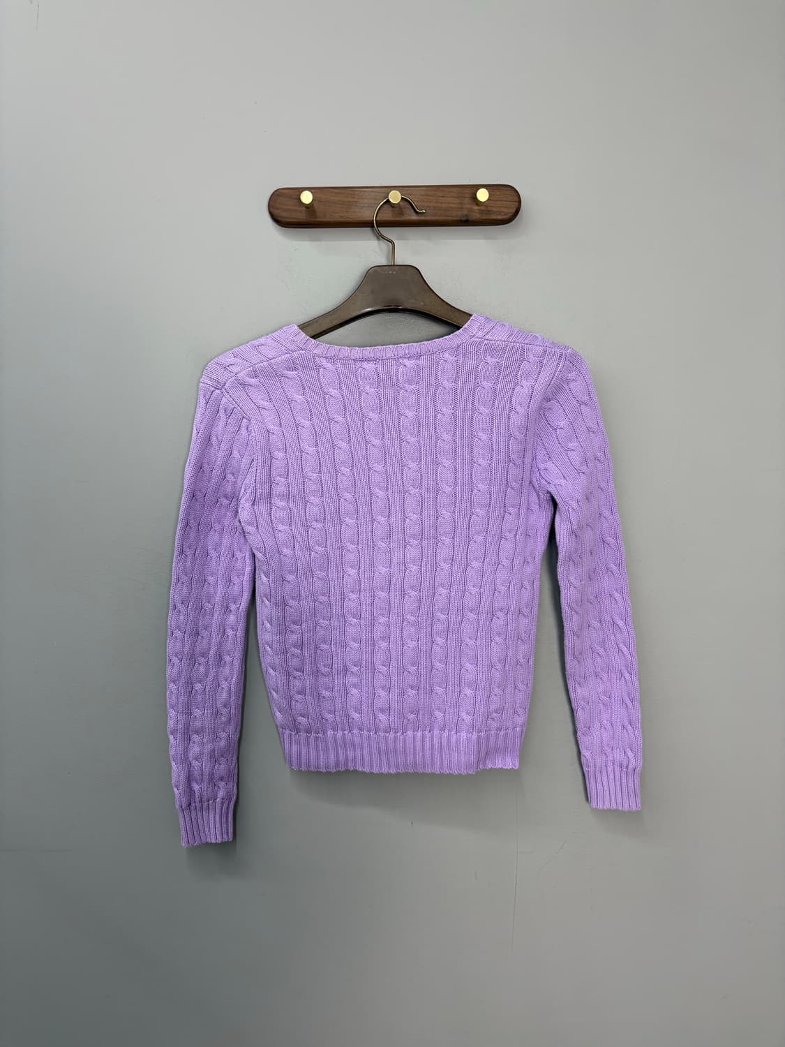 폴로랄프로렌 스포츠 포니로고 연보라 케이블 니트 브이넥 스웨터 A2451 상품이미지4