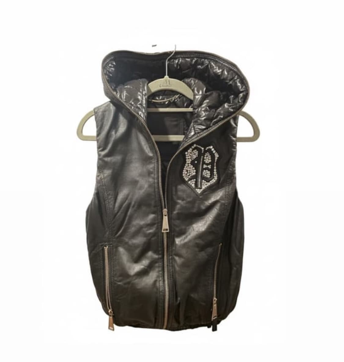 필립플레인 스컬 블랙 레더 베스트 조끼 상품이미지1