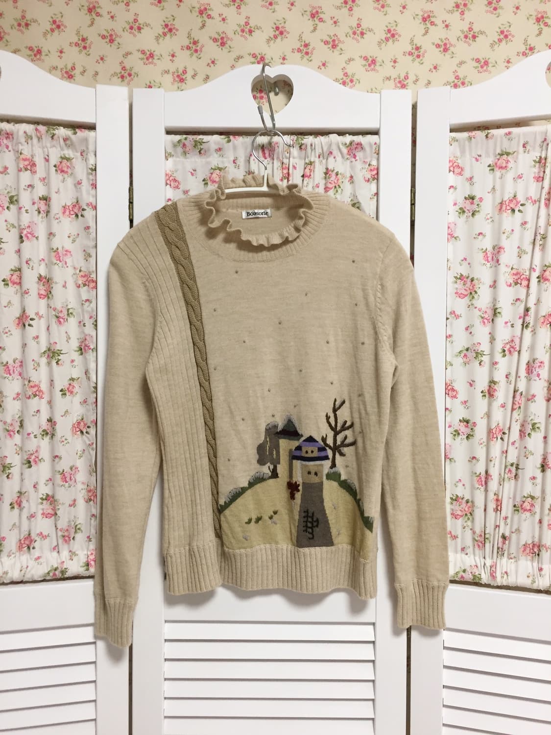 빈티지 모리걸 오두막 니트탑 상품이미지1