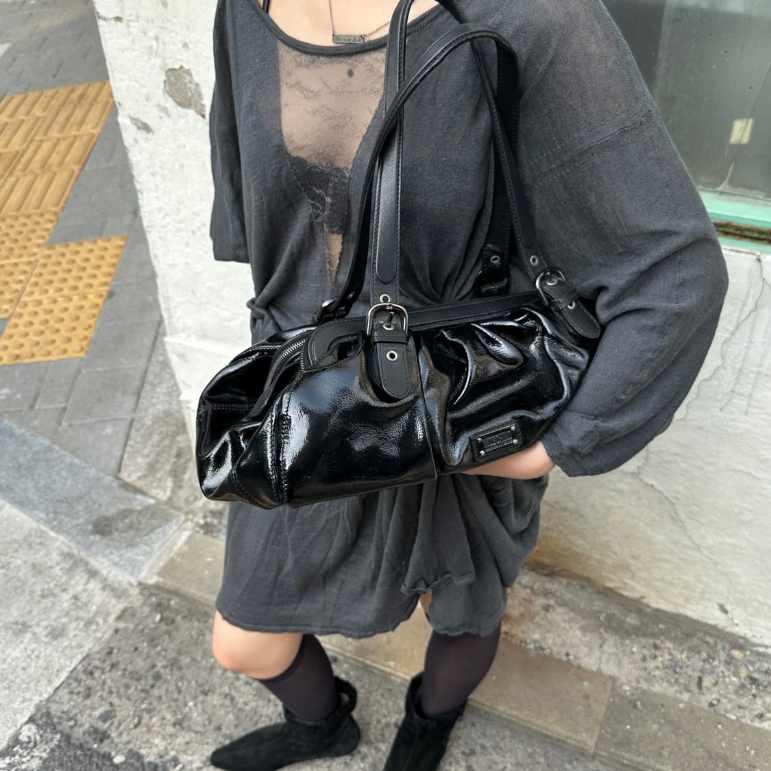 00s 빈티지 모스키노 3포켓 가죽 가방 상품이미지2