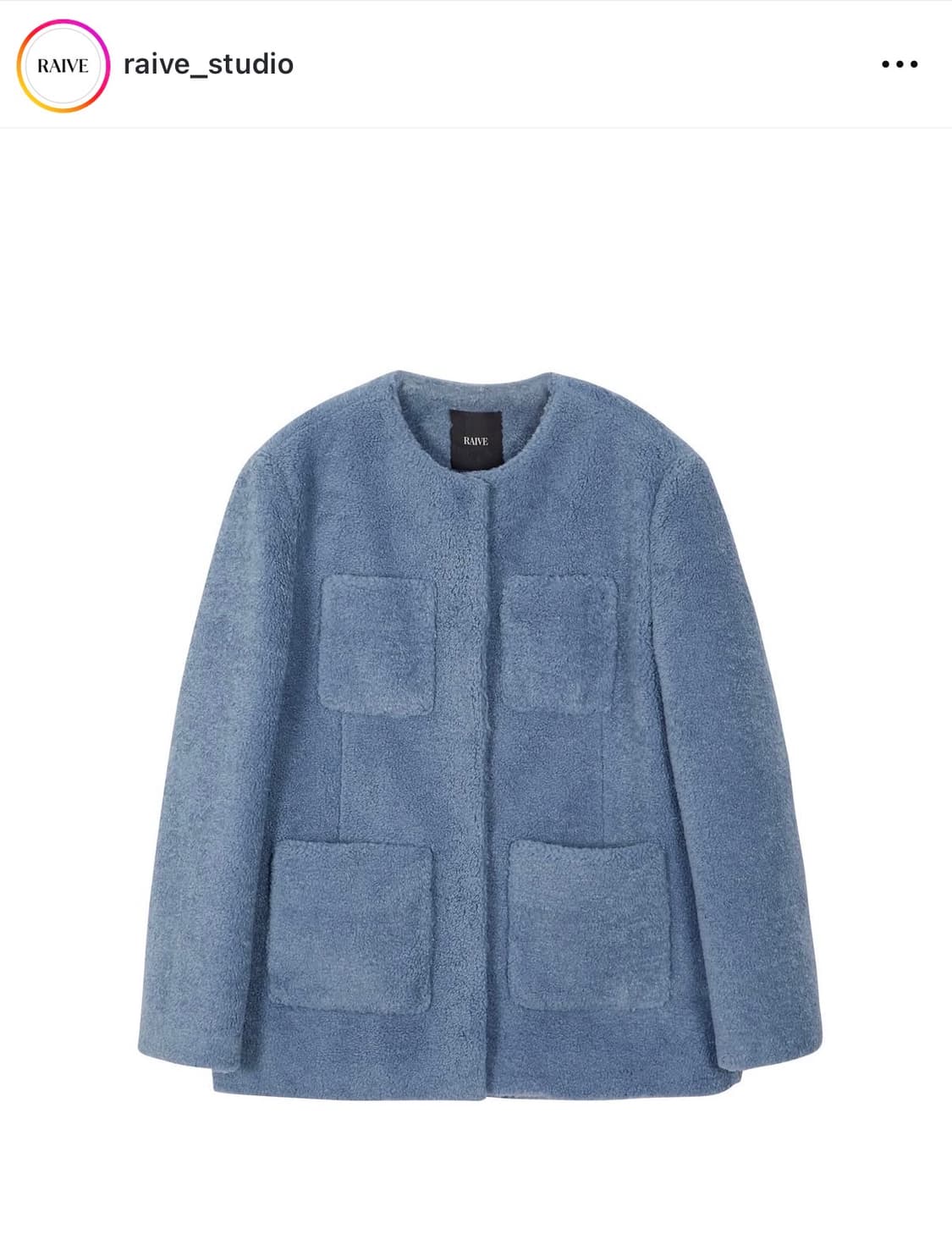 (RAIVE 레이브) 퍼자켓 뽀글이퍼 무스탕 블루 - 중고제품 상품이미지1