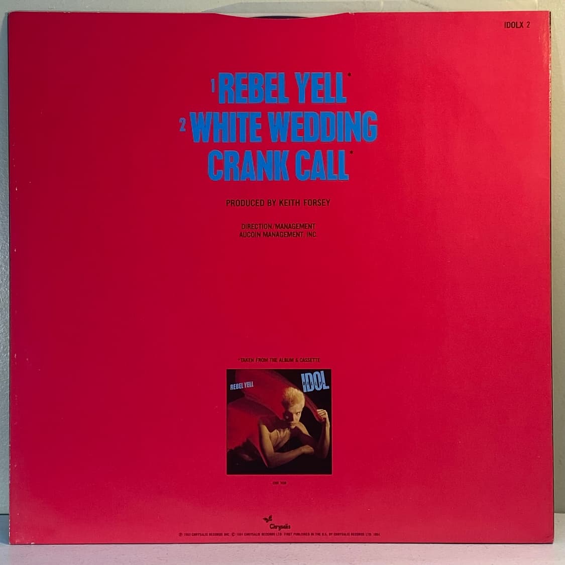 (중고LP-팝록) Billy Idol -Rebel Yell(싱글) 상품이미지2