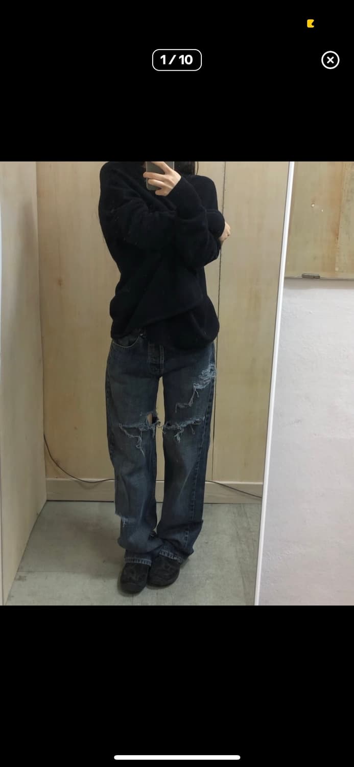 수입빈티지 모스키노 데미지 데님 진 (+ 경량패딩) 상품이미지1