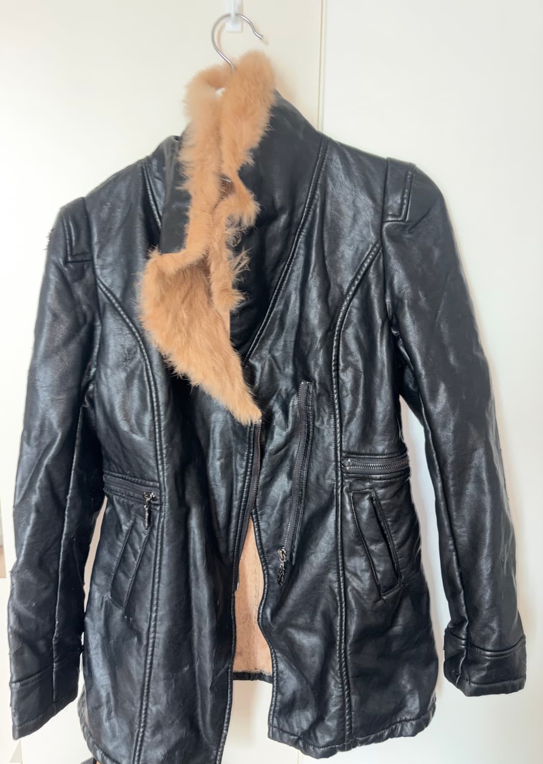 일본 빈티지 하이넥 가죽재킷 언발란스  상품이미지1