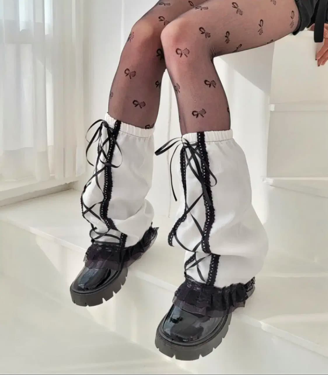 빈티지 y2k 고스로리 로리타 갸루 양산형 지뢰계 레그워머  상품이미지3