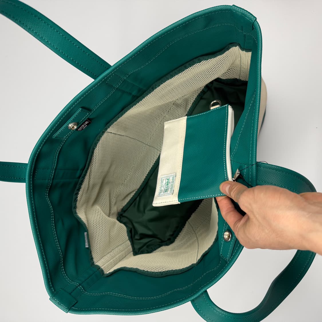 요시다포터 걸 토트백 화이트/그린 L 상품이미지6