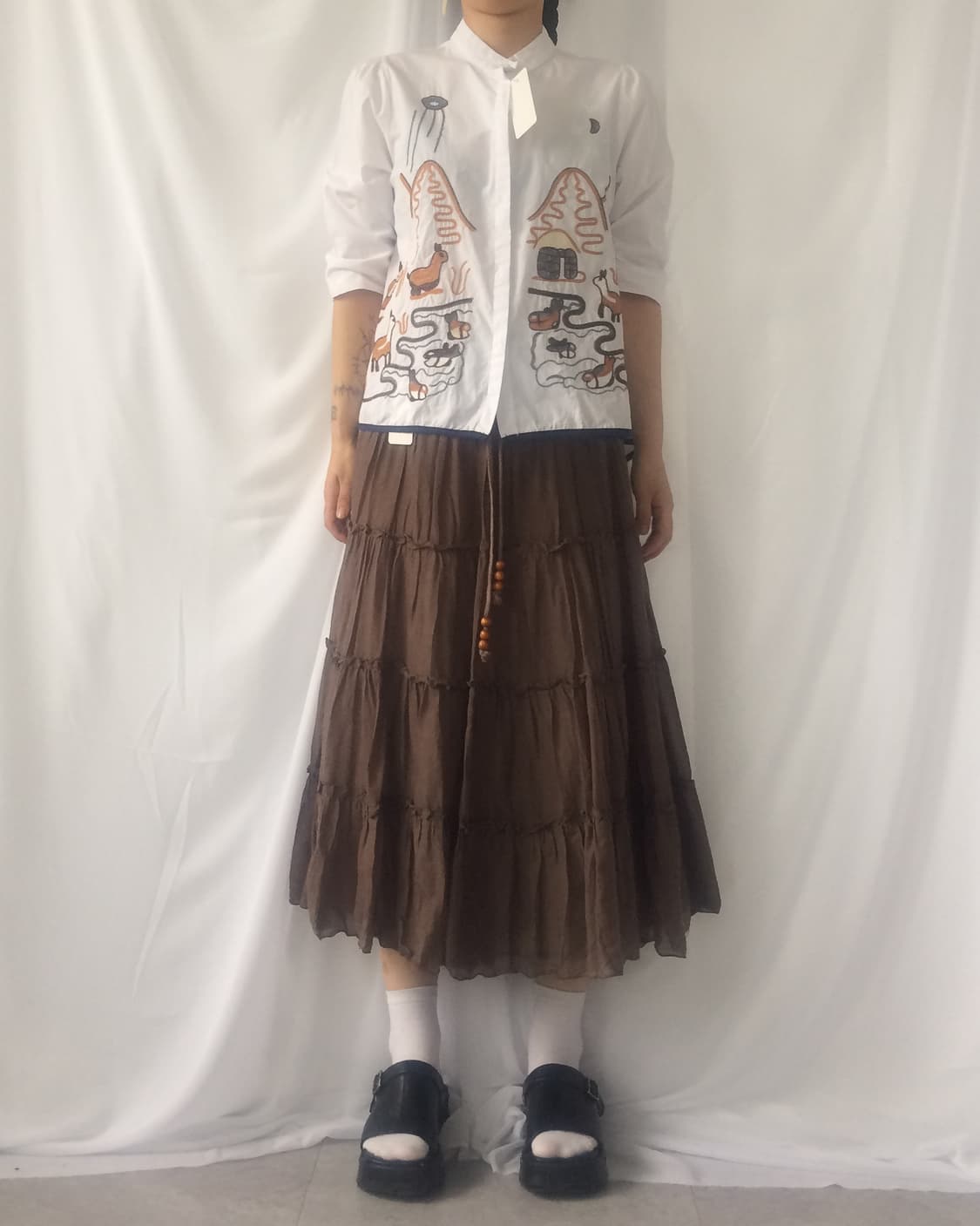 Lama embroidery pattern blouse 상품이미지1