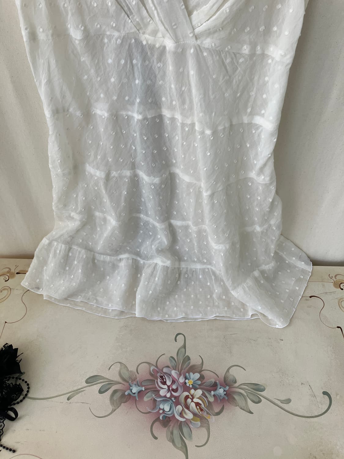 ivory dot sheer dress blouse 상품이미지5