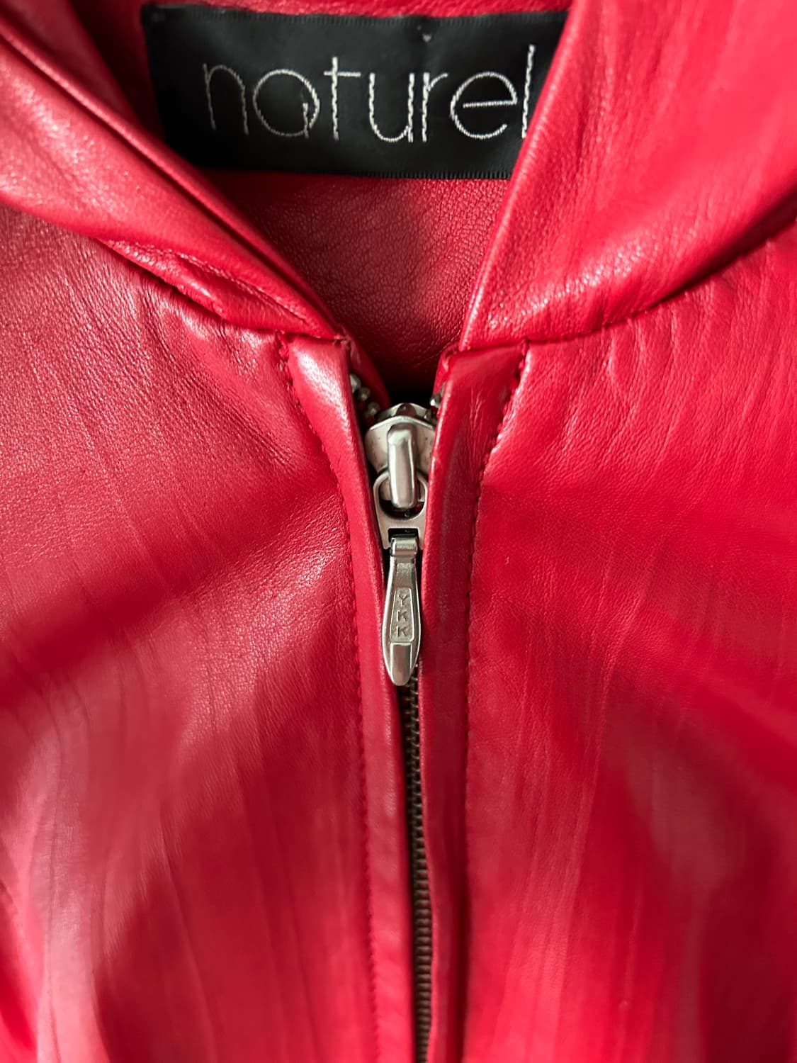 레드 리얼 레더 후드 자켓 상품이미지7