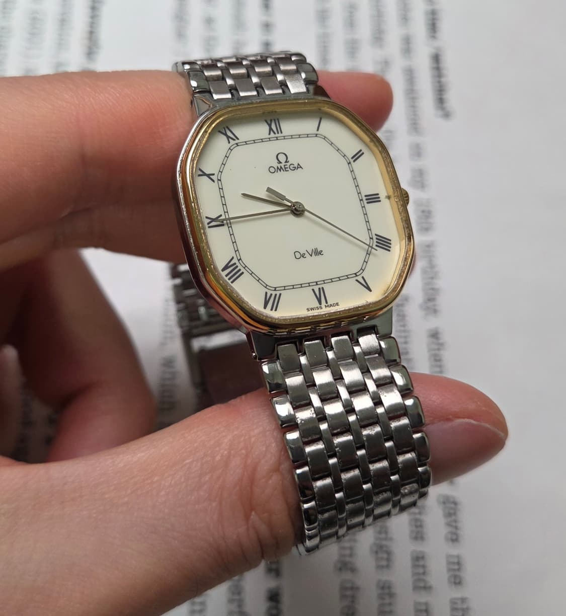 레어] 빈티지 오메가 드빌 팔각옥토 요구르트 로만판 슬림쿼츠 브레이슬릿  상품이미지4