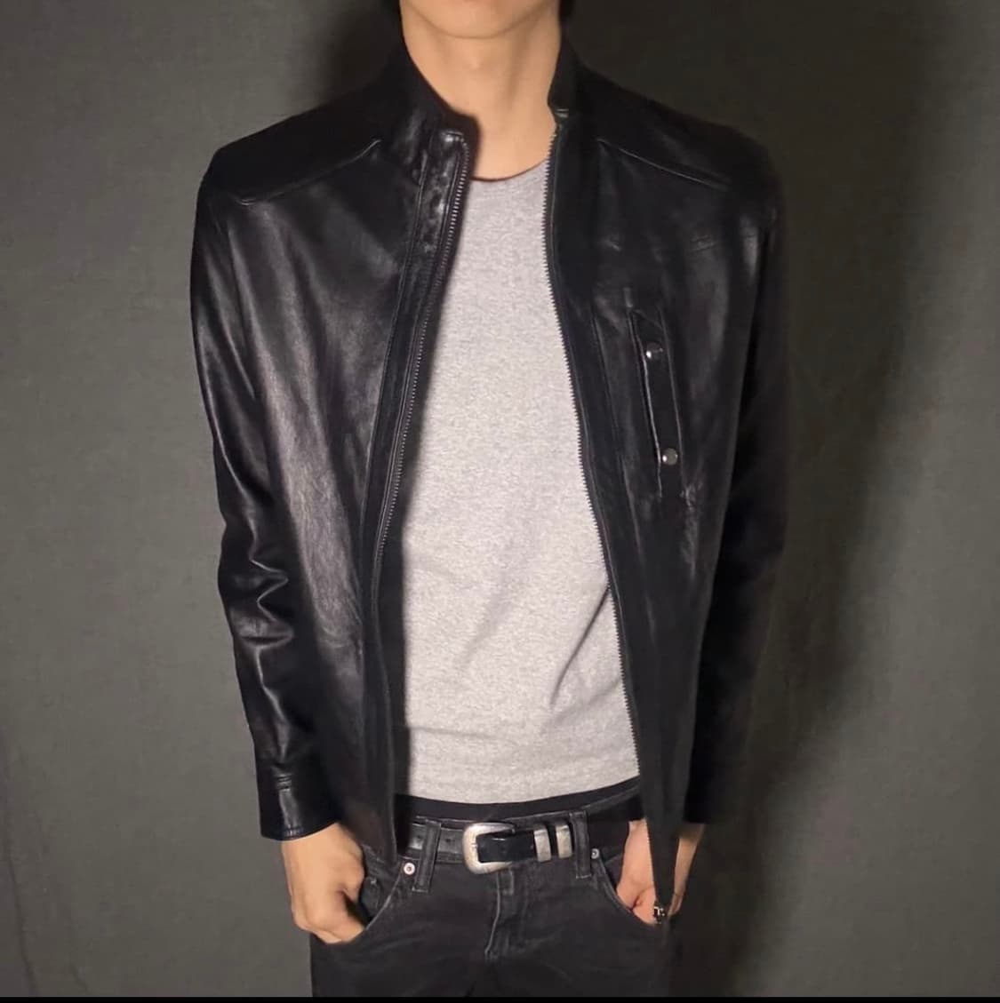 하이넥 레더 자켓 상품이미지2
