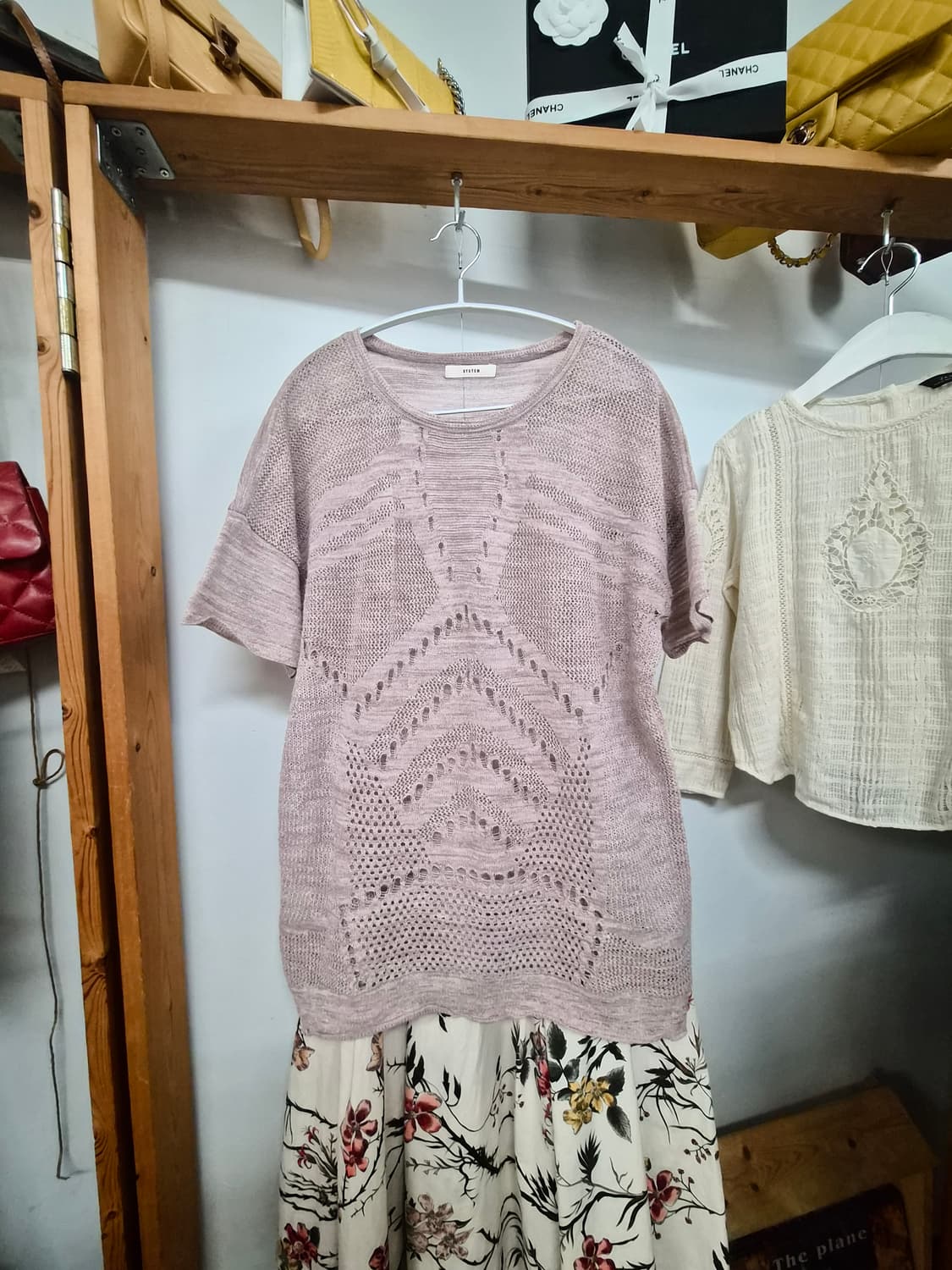 시스템 린넨니트. 레터링 플라워 스커트 상품이미지2