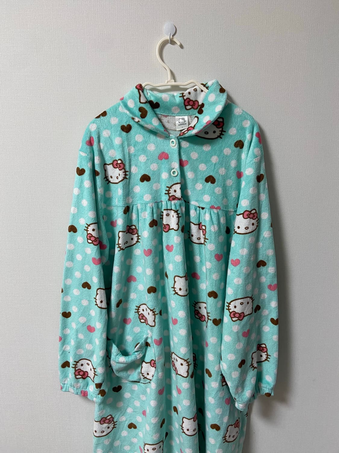 빈티지 2013 산리오헬로키티 수면잠옷 민트초코 도트 원피스 라떼히메갸루 상품이미지2