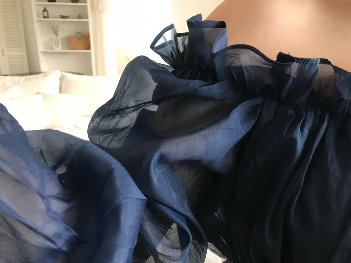 vintage off-shoulder navy blouse 상품이미지5