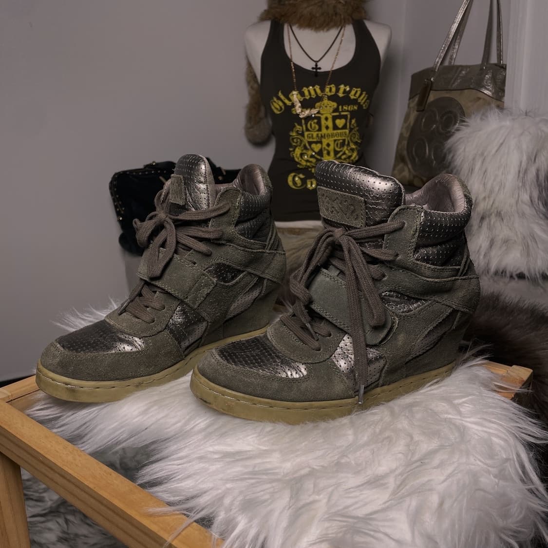 ASH 메탈릭 웨지힐 스니커즈 상품이미지1