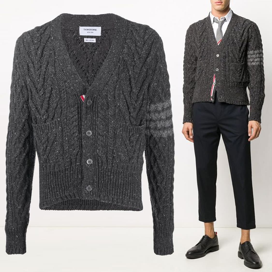 톰브라운 사선 케이블 모헤어 울 가디건 3 상품이미지1