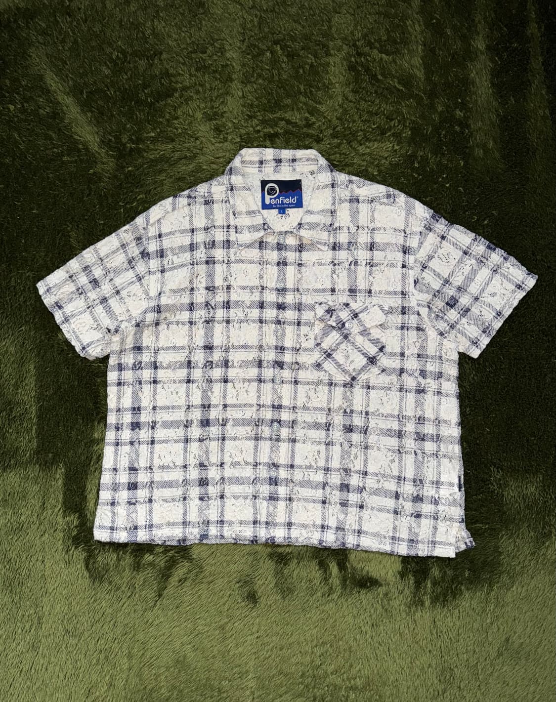 [L] Penfield 펜필드 플레이드 크로쉐 하프셔츠 아이보리 상품이미지1