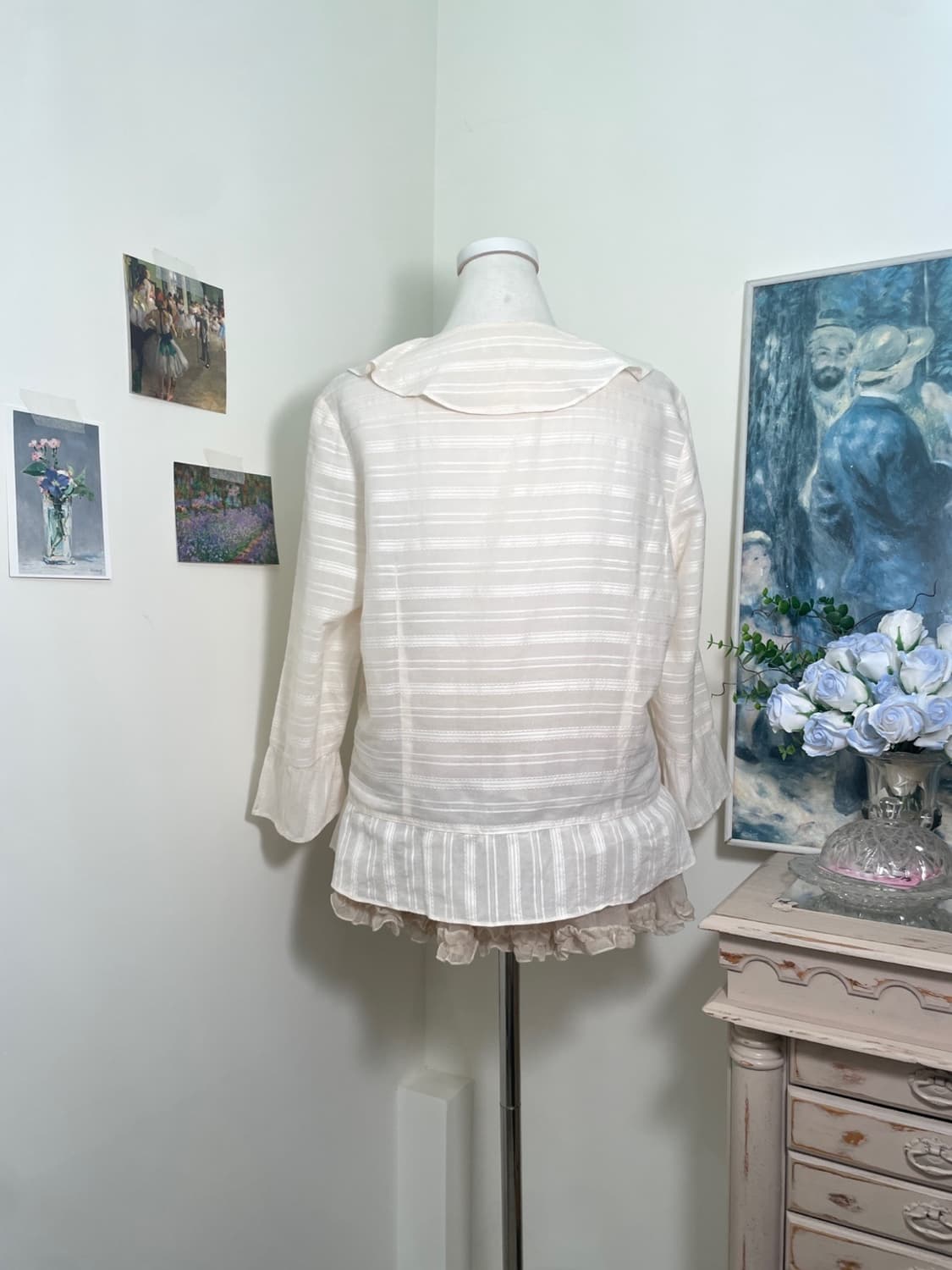 sheer coral cotton ruffle button blouse 상품이미지3