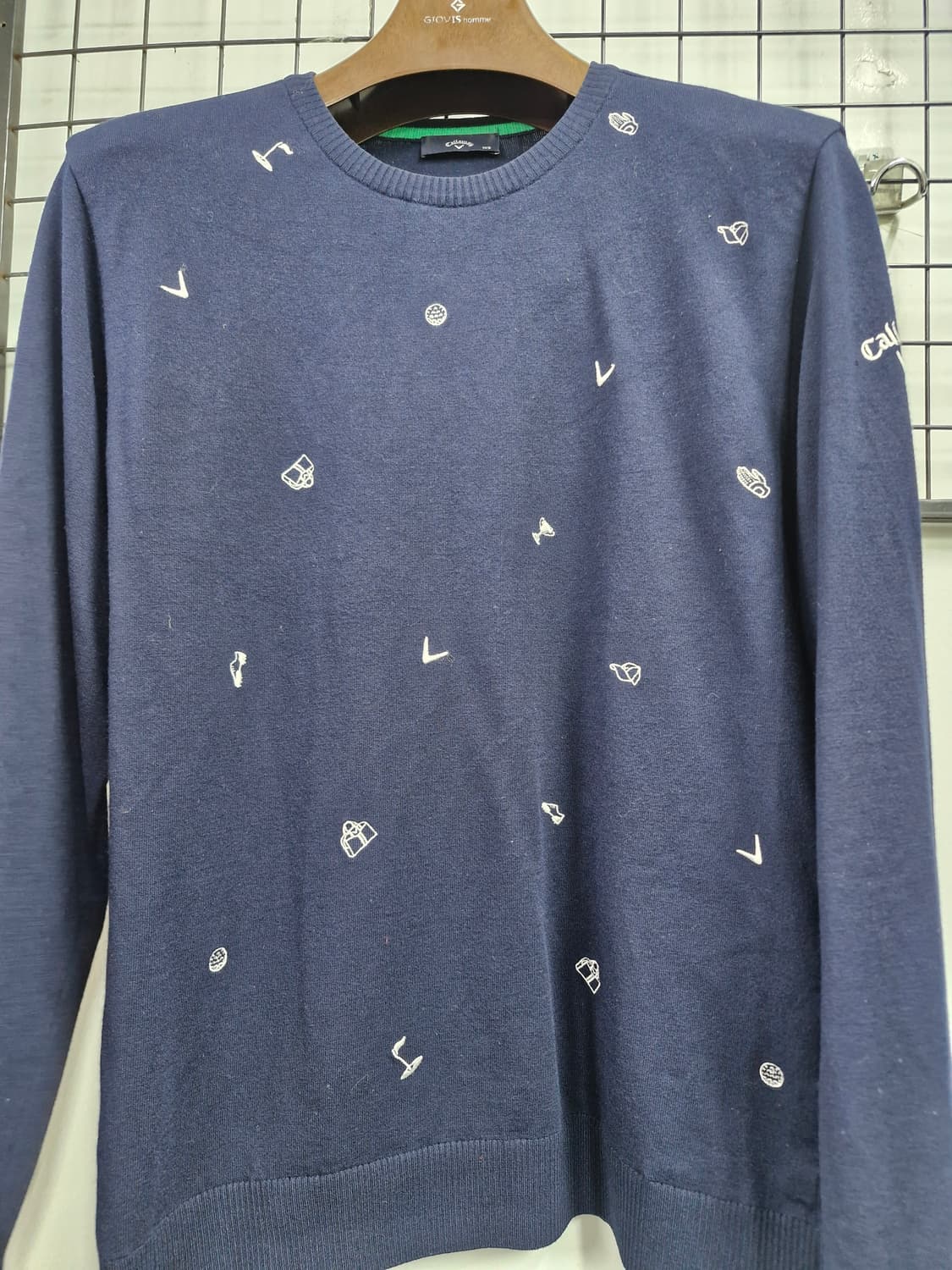 100L 캘러웨이 네이비 골프 패턴 니트. 상품이미지5