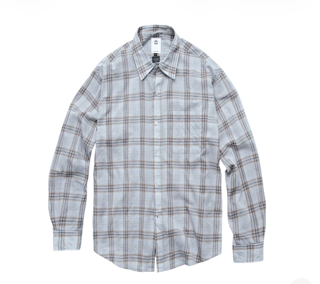 3) 폴리테루 루즈드 체크 셔츠 라이트 블루 상품이미지1