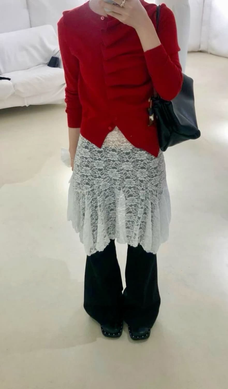 Burmula 버뮬라 오블리크 가디건 레드 상품이미지2