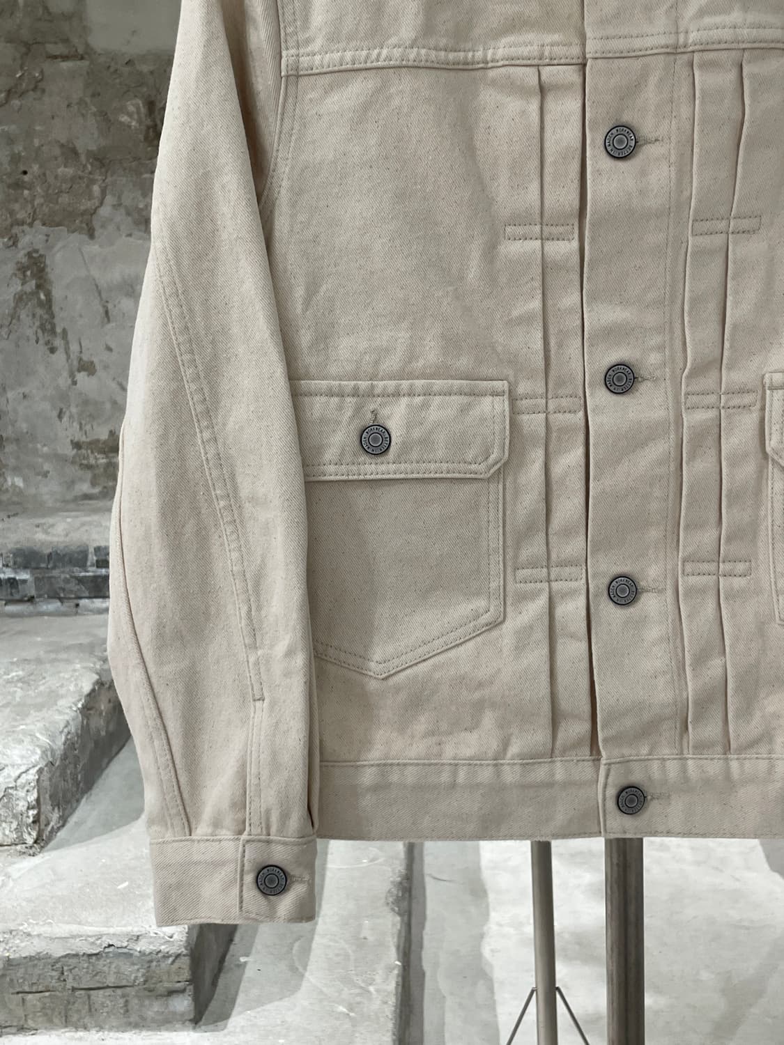 메이든 크림 레트로 타입 데님 자켓 상품이미지4