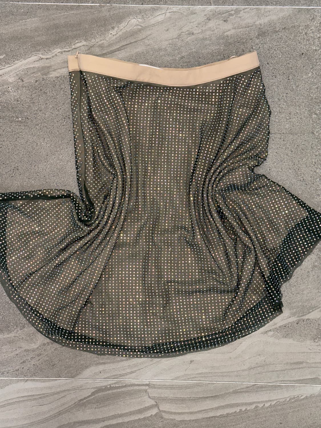 Deep green cubic flare skirt 상품이미지2