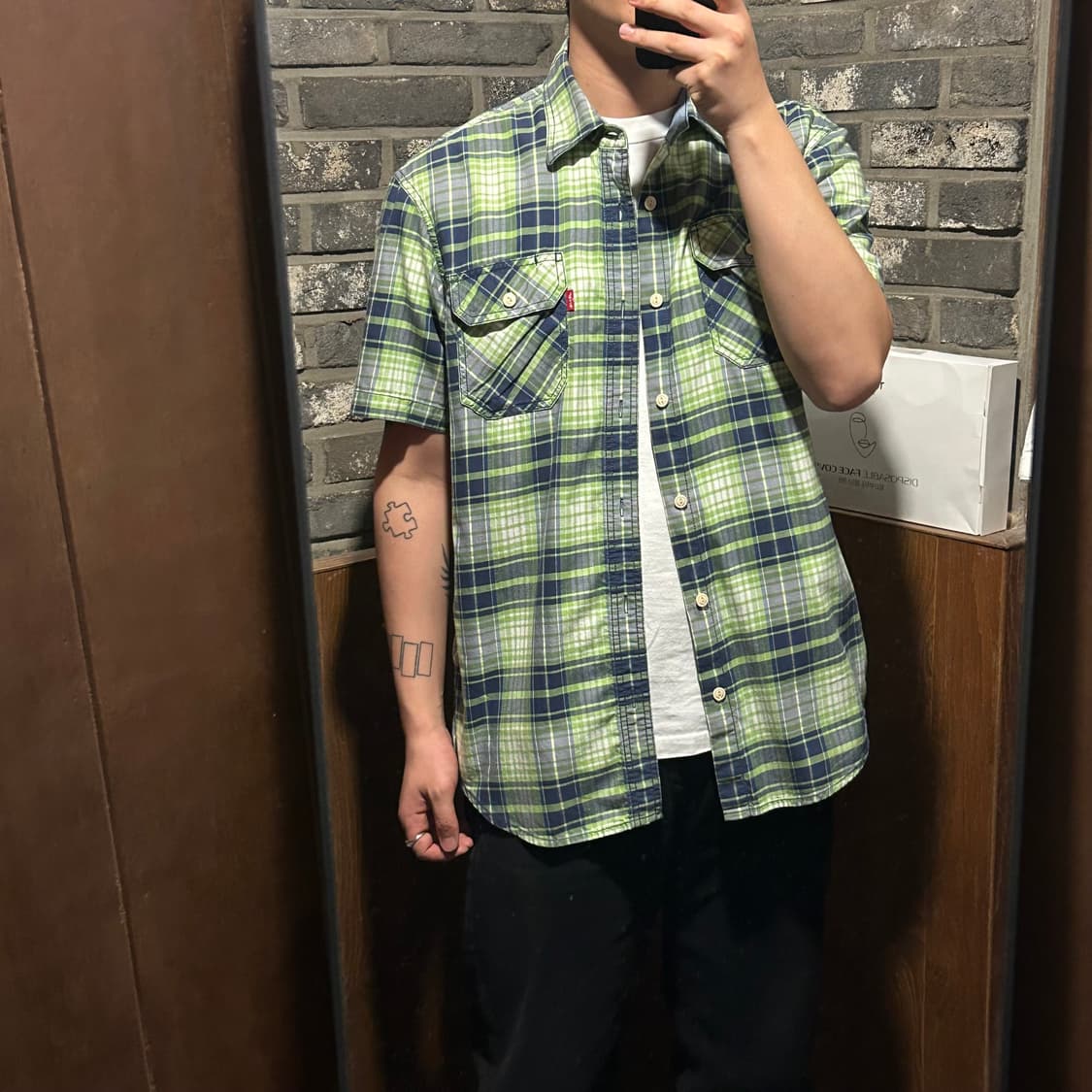 XL) 리바이스 투포켓 체크 반팔 셔츠 상품이미지8