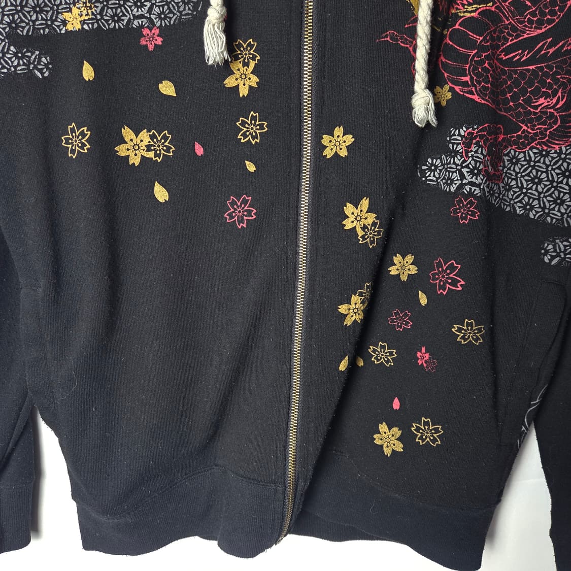 [JPN] 빈티지 오리엔탈 드래곤 사쿠라 후드집업 상품이미지4