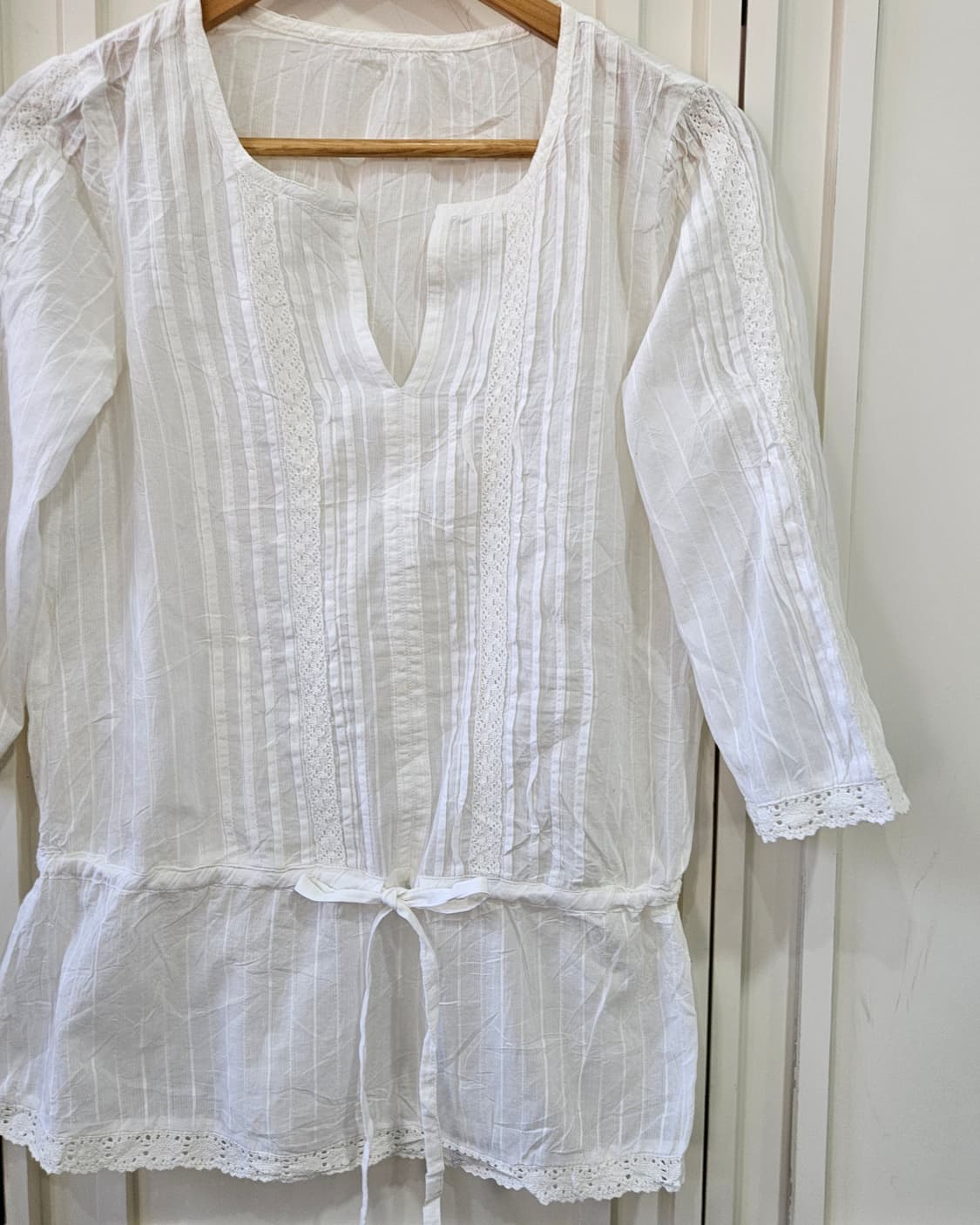 코튼 레이스 스트링 블라우스 상품이미지3