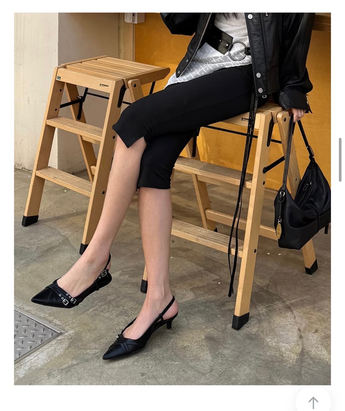 슈펜 스틸레토 버클 슬링백 블랙 235 상품이미지9