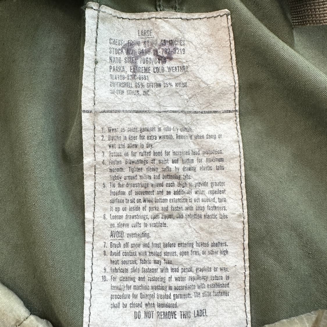 80s USARMY M65 피시테일 파카 자켓 LARGE 상품이미지8