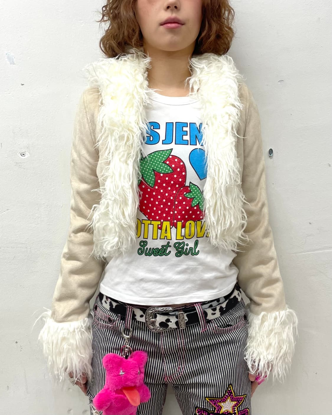 Ivory Suede Fur Cropped Jacket 상품이미지2