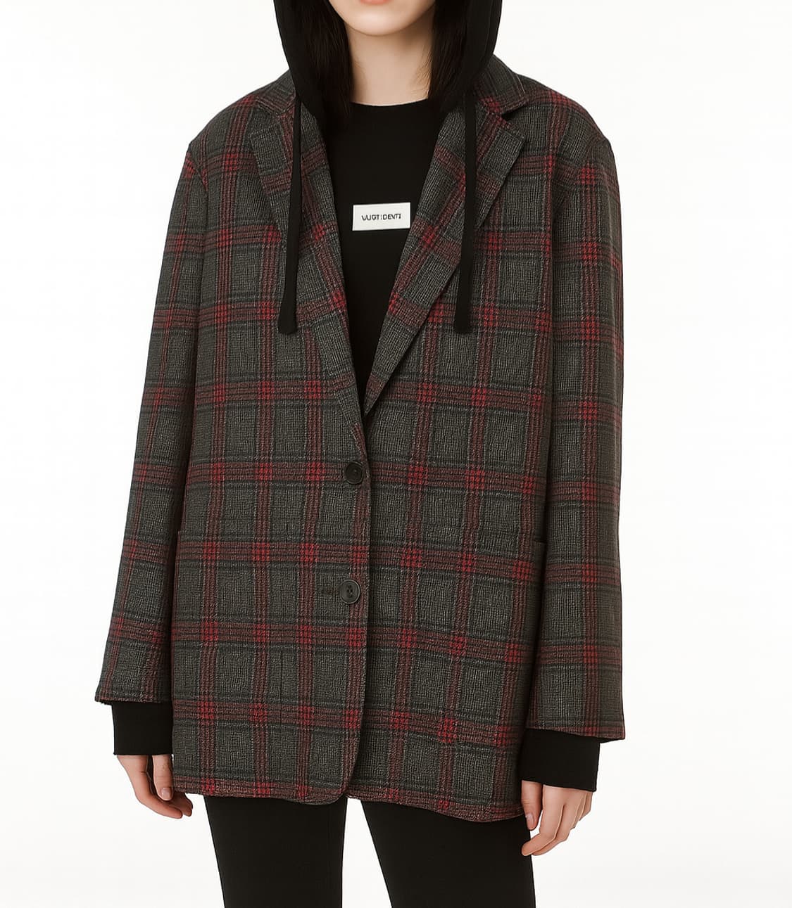 앳코너 a.t.corner 후드 체크 오버핏 자켓 상품이미지2