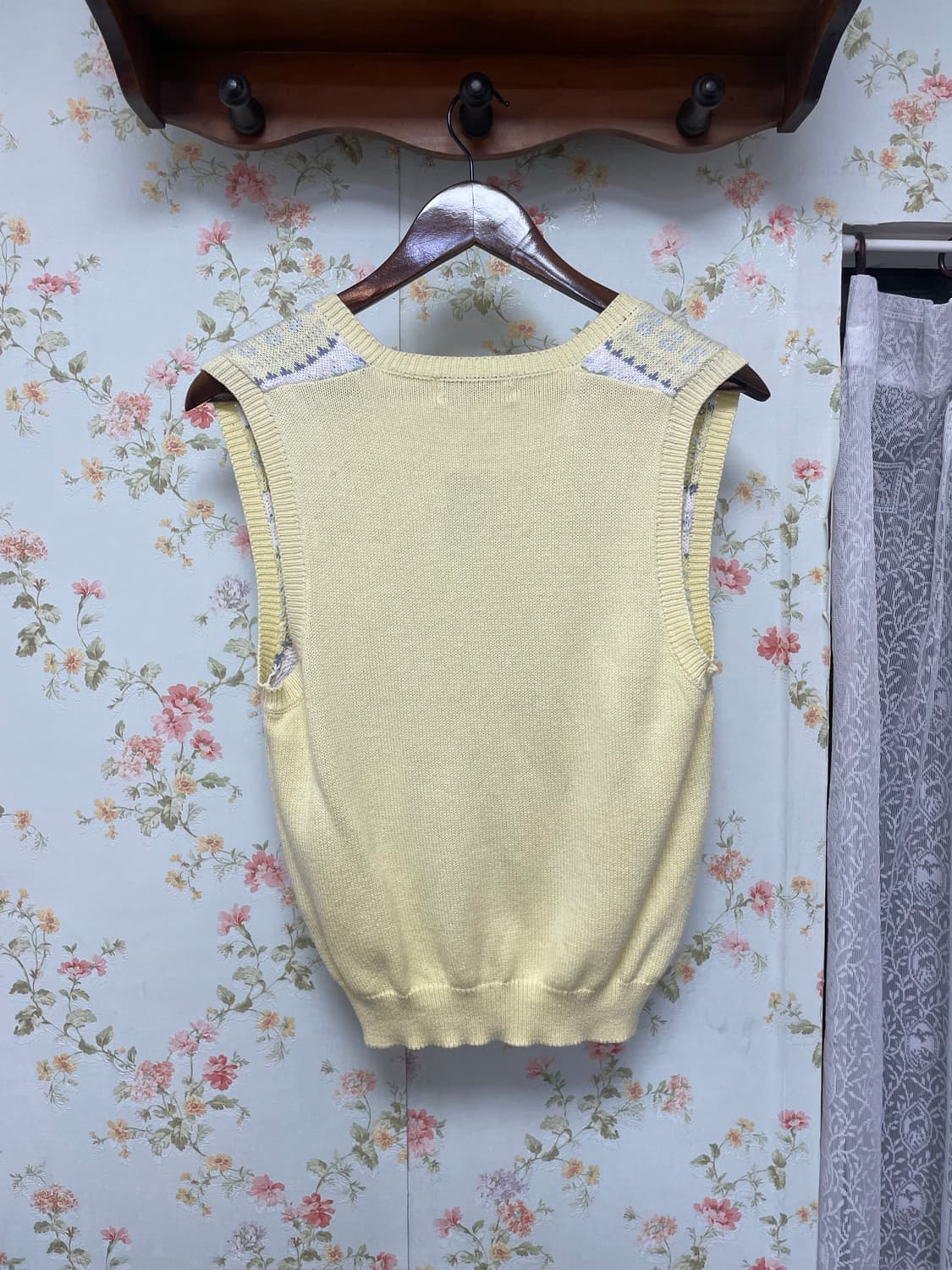 파스텔 옐로우 페어아일 니트 조끼 상품이미지2