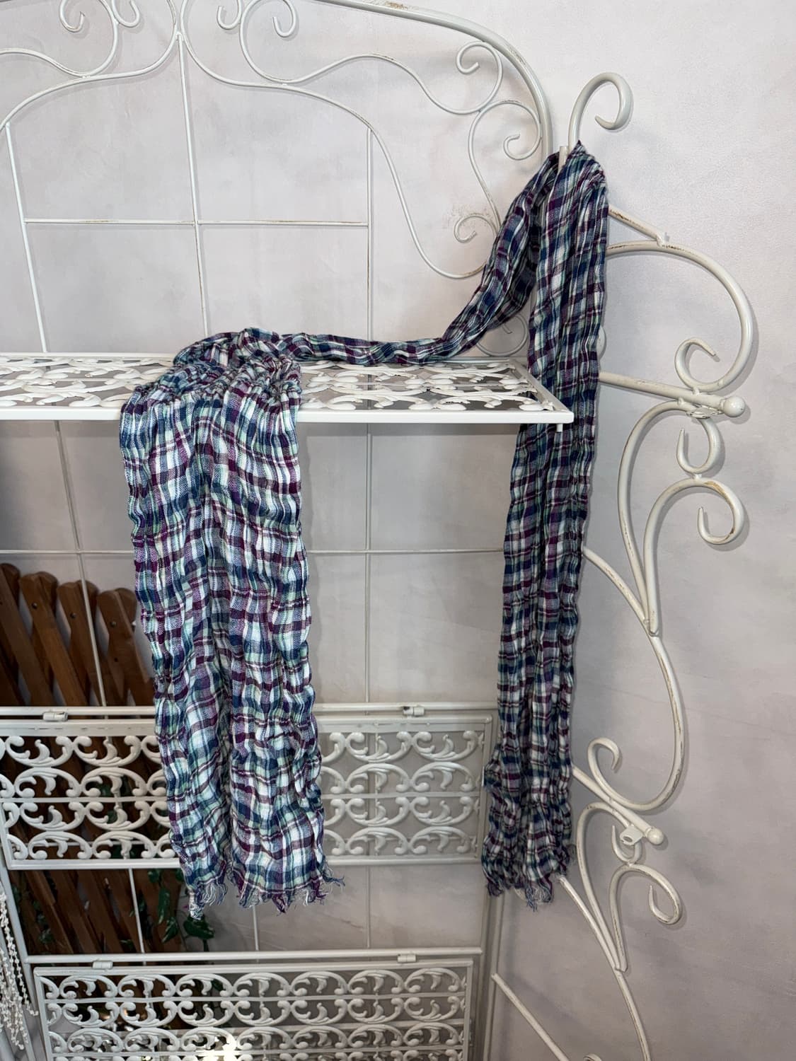 Purple blue check summer scarf 상품이미지1