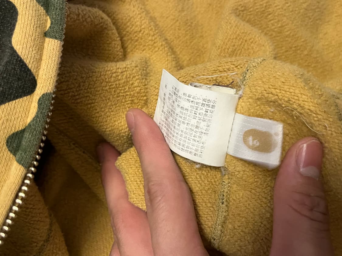 베이프 황계 xxl PONR 퍼스트 카모 세컨드 샤크 풀 집 후드 옐로우 상품이미지6