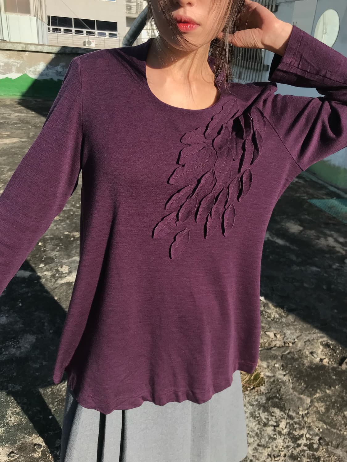 딥퍼플 나뭇잎 티셔츠 상품이미지4