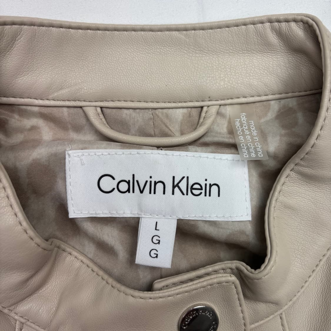 캘빈 클라인 아이보리 레더 바이커 자켓 L 상품이미지7