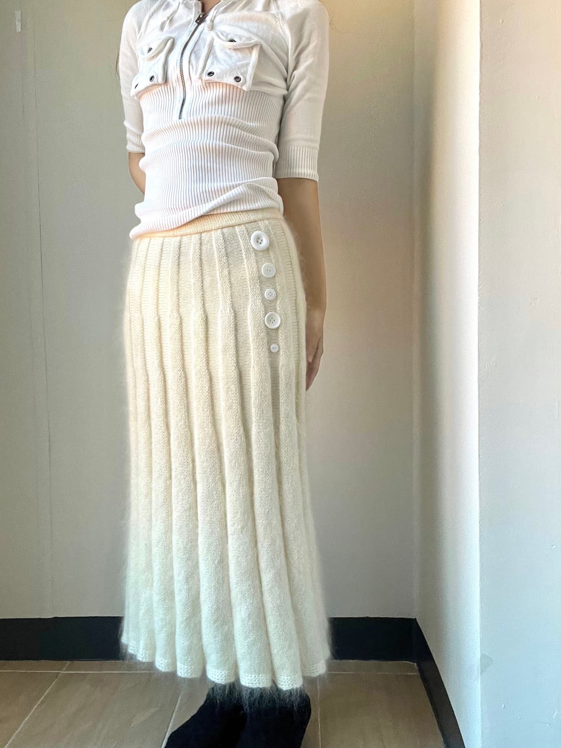 Hairy button knit skirt 상품이미지3