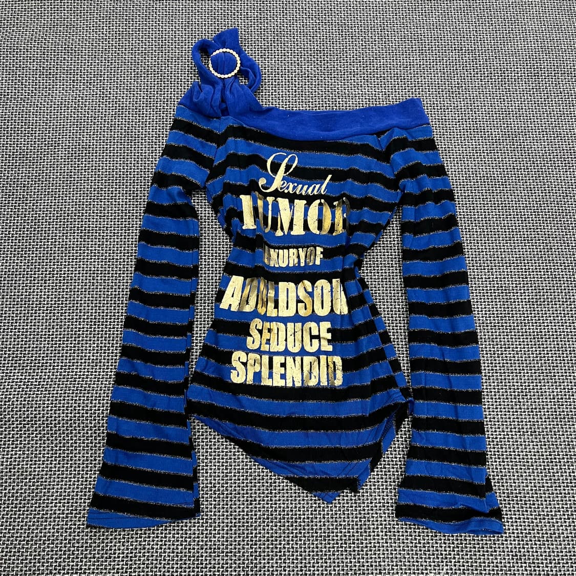 빈티지 갸루 스트라이프 오프숄더 상품이미지1