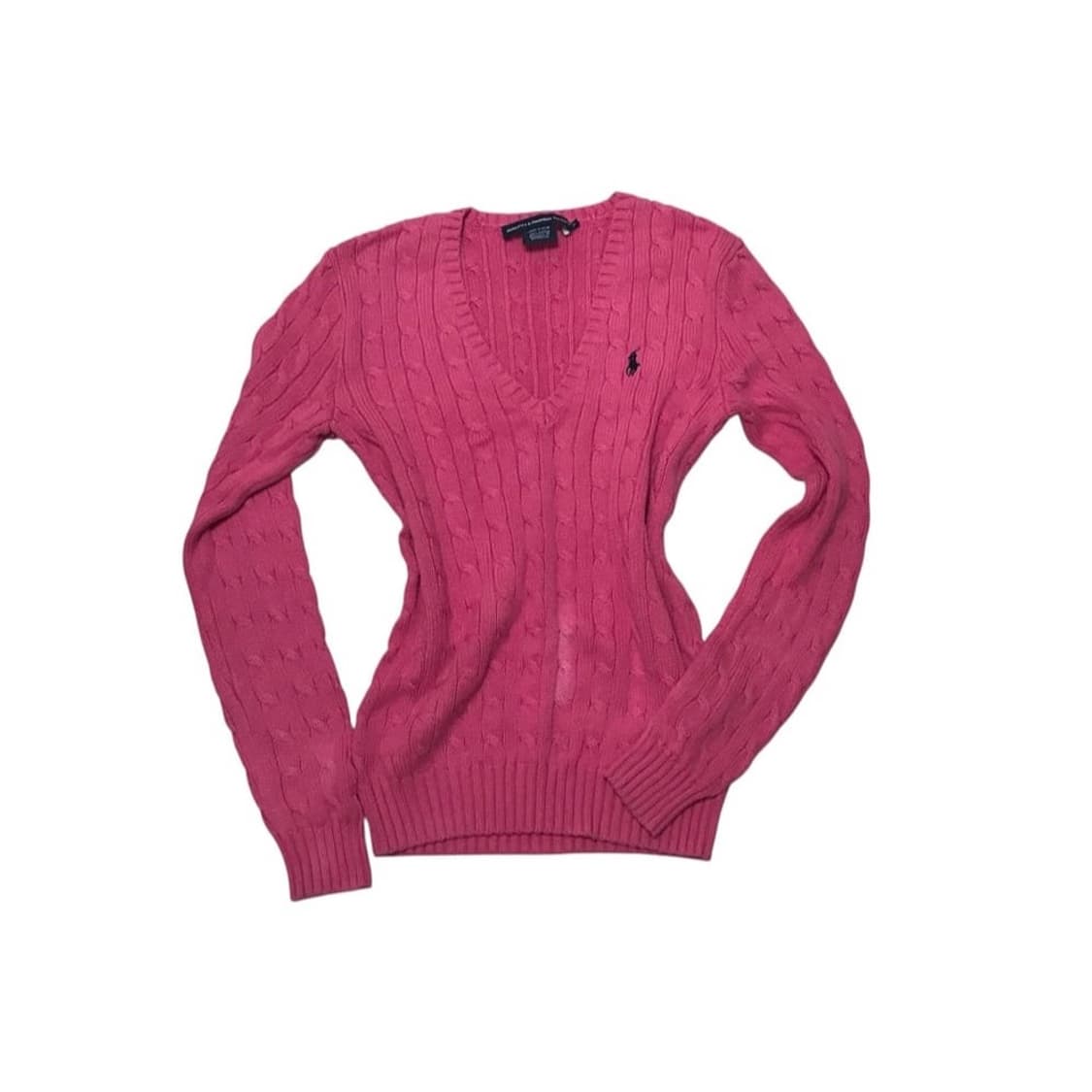 폴로 랄프 로렌 스포츠 브이넥 케이블 니트 핑크 상품이미지1