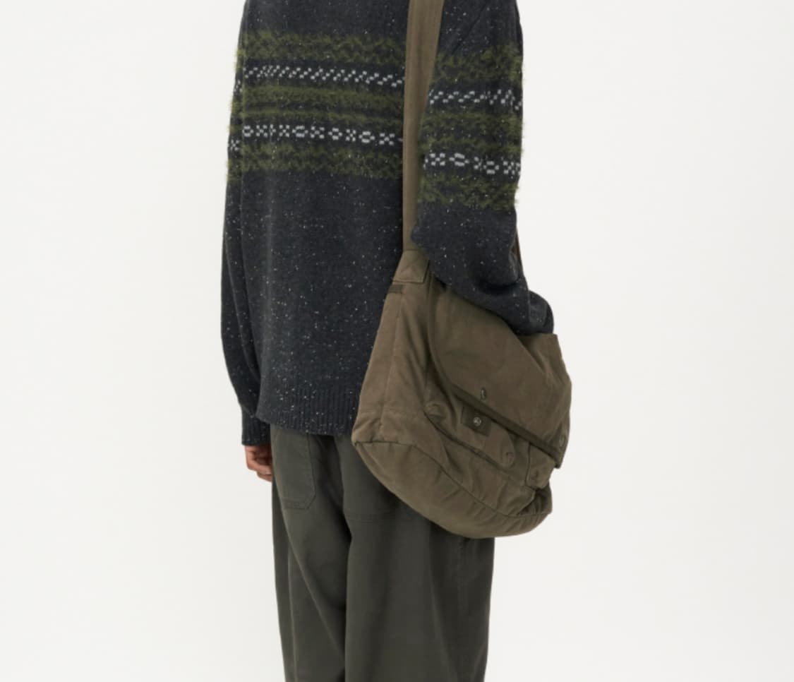 인사일런스 워시드 코튼 메신저 백 카키 상품이미지2