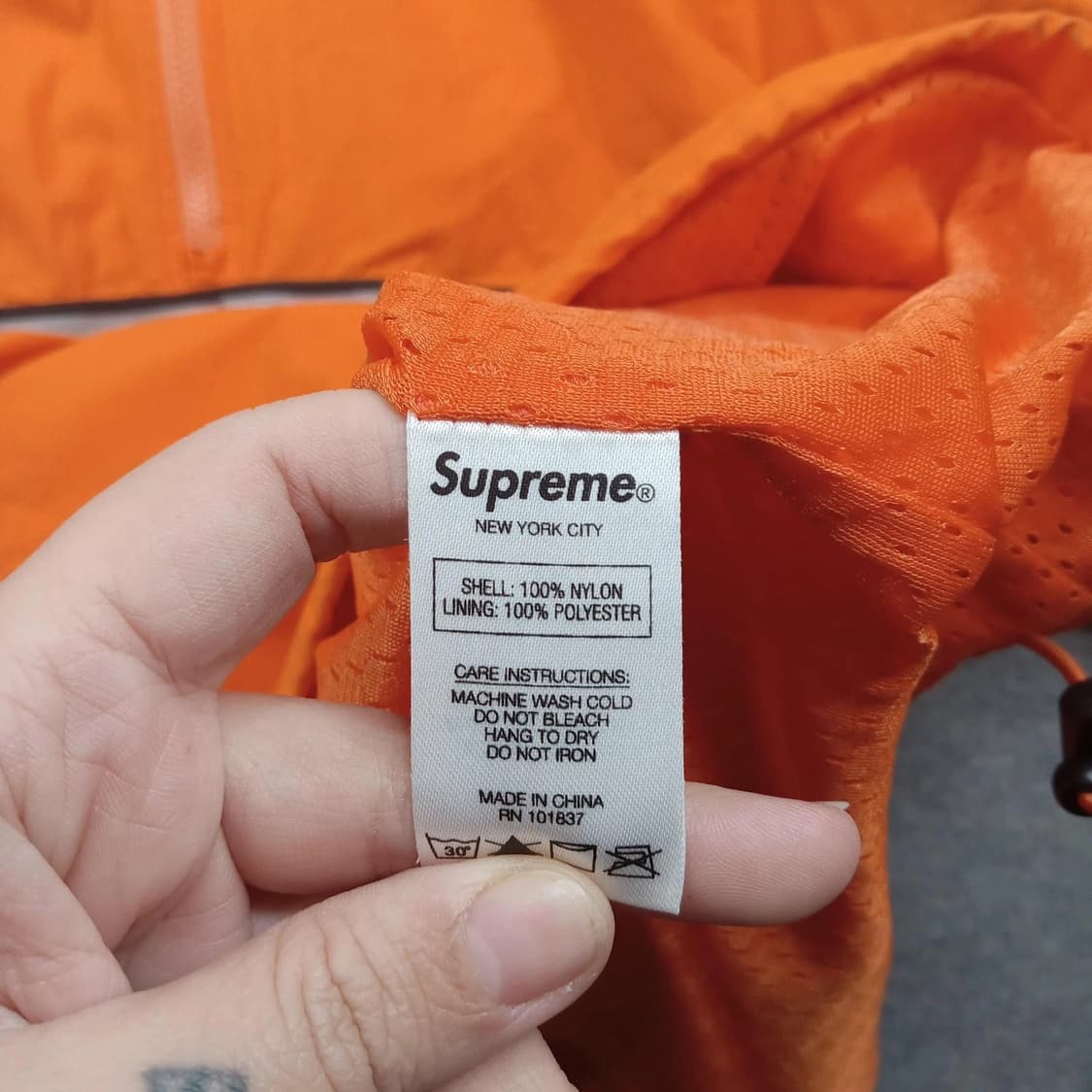 18SS 슈프림 리플렉티브 테이핑 후디드 풀오버 오렌지 상품이미지3