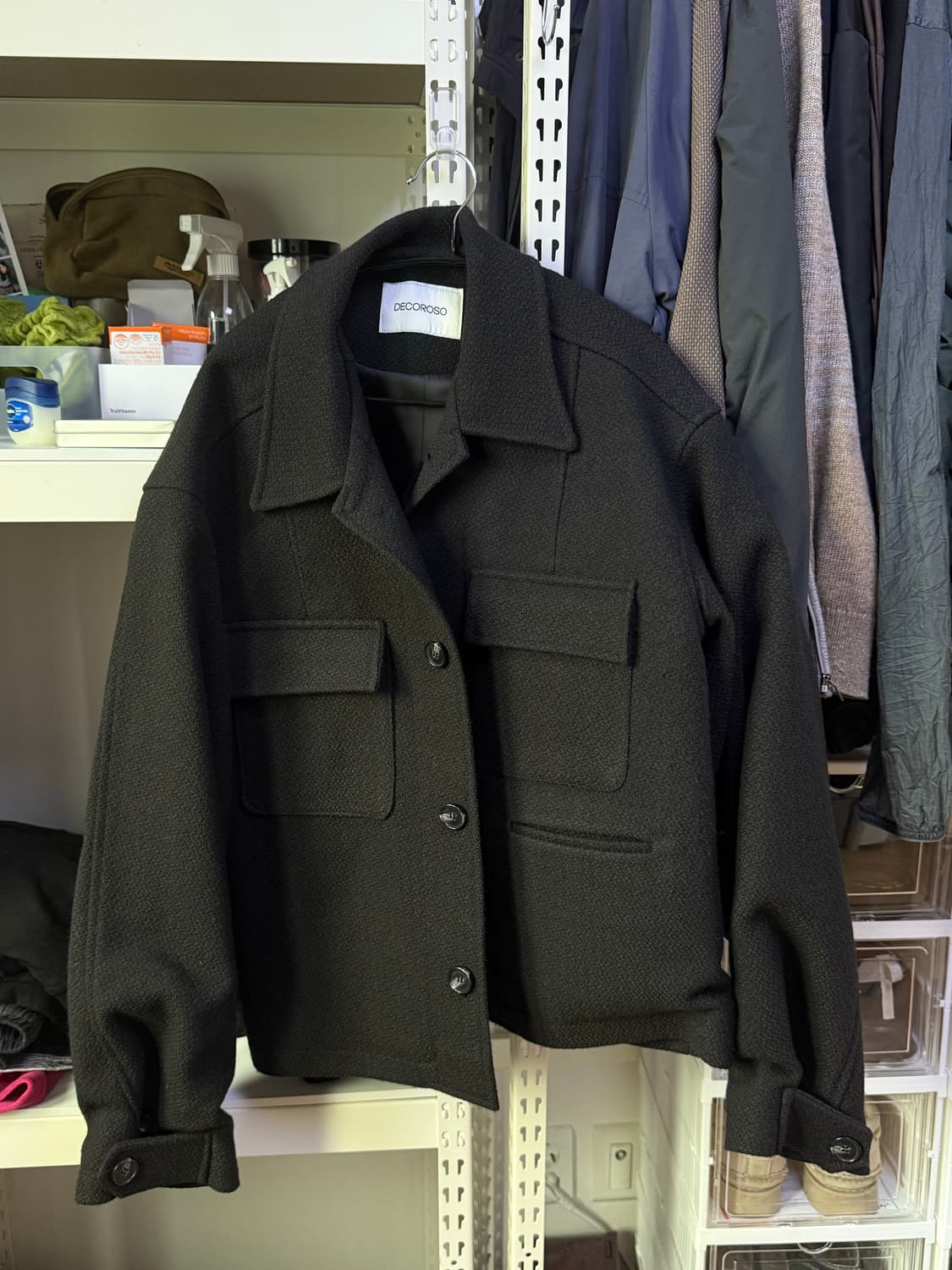 데꼬로소 크롭 울자켓 블랙 상품이미지1