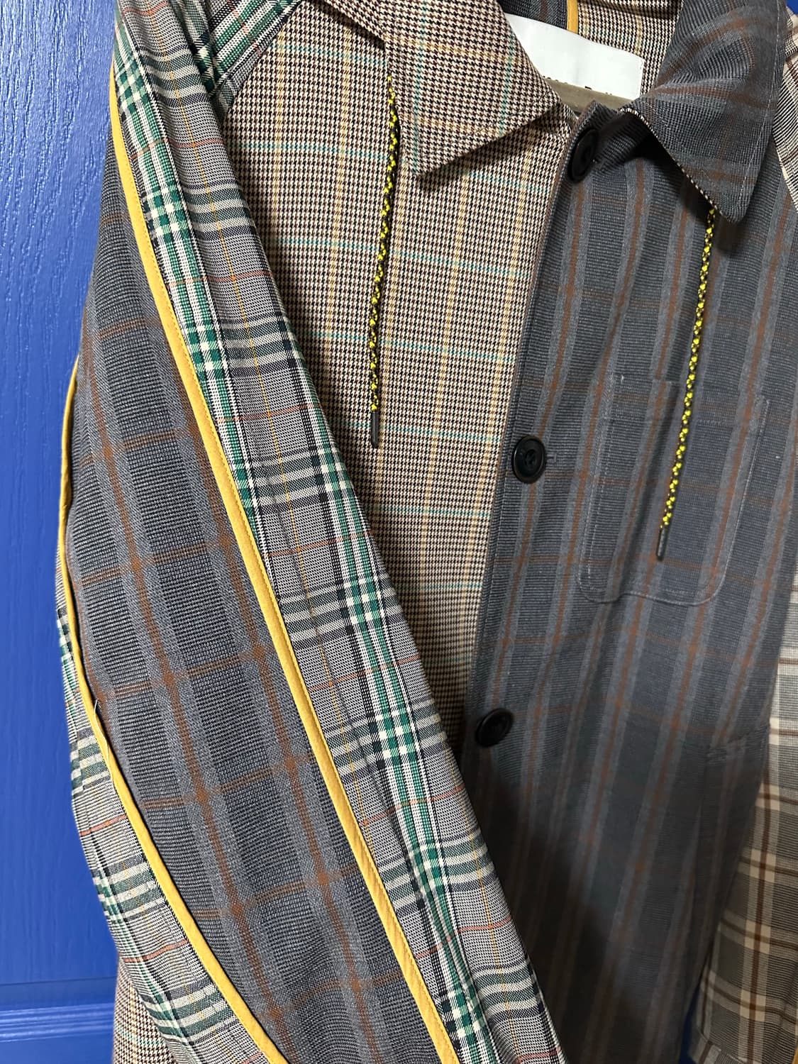 앤더슨벨 체크 패치워크 후드 코트 상품이미지2